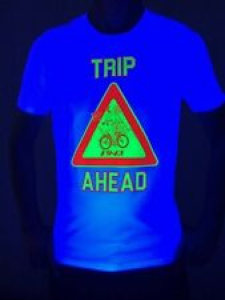 Trip Ahead Men T-Shirt Glow UV Blacklight Hofmann Bicycle Day Festival Goa Psy Review
