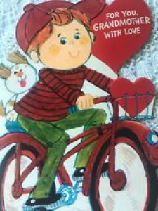 Vintage Valentines Day Card Hallmark Boy On Bicycle Bike Basket Puppy Review