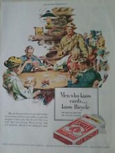 1945 U.S. playing card Co bicycle rider back cards Matt Clark art ad Review