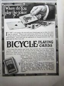 1917 Bicycle Playing Cards When Do You Play the Joker Ad Review