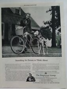 1944 The Employer’s Group Insurance Dalmatian dog women’s vintage bicycle ad Review