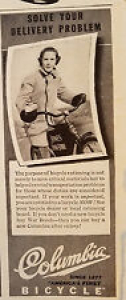 1945 Vintage COLUMBIA Bicycle Woman Riding Original Ad Review