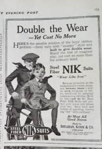1920 Vintage Boys Steel Fiber NIK Suits Clothing Fashion Bicycle Original Ad Review