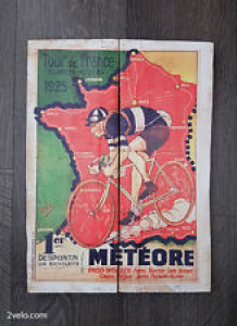 Cycling wood print, vintage style poster, retro bicycle ads Tour De France Review