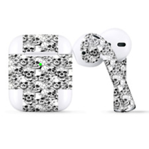 Skins Wraps compatible for Apple Airpods  black n white skulls Review