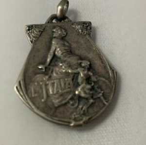 ANTIQUE ART NOUVEAU  SILVER CYCLING BICYCLE COMPETITION AWARD MEDAL ITALY Review