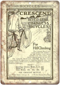 Crescent Chainless Bicycles Vintage Ad 10″ x 7″ Reproduction Metal Sign B261 Review