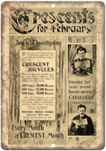 Crescents for February Bicycles Vintage Ad 10″ x 7″ Reproduction Metal Sign B390 Review
