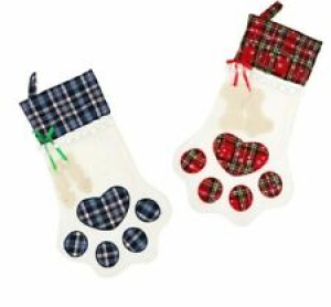Christmas Stockings for Dog Cat Kids Candy Gift Bag Plaid Paw Tree Ornaments Review