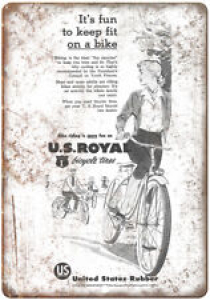 US Rubber Bicycle Vintage Art Ad 10″ x 7″ Reproduction Metal Sign B445 Review