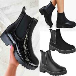 Womens Ankle Chelsea Boots Beaded Studded Elastic Stretch Winter Shoes Size New Review