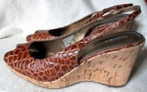Nice  **NICKELS **  Leather, Faux Croc, Sling Back, 3 3/4″ Wedge Heel, 8.5 M Review