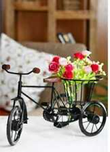 Wooden Wrought Iron Cycle Rickshaw Showpiece Flower Vase Toy For Kids Review