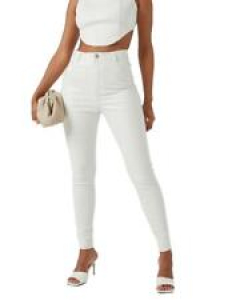 Women Croc Leather Trousers White Review