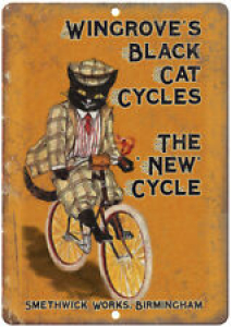 Wingrove Black Cat Cycles Bicycle Ad 12″ x 9″ Retro Look Metal Sign B229 Review