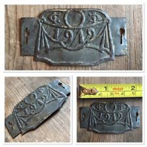 RARE 1919 VINTAGE VETERAN FRENCH BICYCLE MOTORCYCLE DATE TAG TAX BADGE BRASS Review