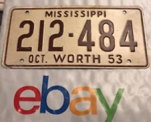 Vintage 1953 MISSISSIPPI OCT WORTH 212-484 Bicycle License Plate Wheaties Cereal Review