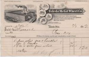 1902 Graphic Billhead Toledo Metal Wheel Bicycle Company with Bikes shown  Review