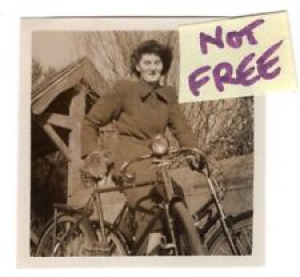 WOMAN w 2 BICYCLES Original Vintage Snapshot Photograph British? UK? Review