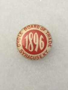 Antique 1890s 1900s Bicycle Stud Button Pin CYCLE BOARD OF TRADE 1896 Syracuse Review