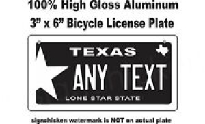 PERSONALIZED VANITY TEXAS STATE BICYCLE LICENSE PLATE 3″ X 6″ CUSTOM TEXT  Review