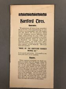 1896 Hartford Bicycle Tires Pamphlet 6 1/4” X 3 1/2” Review
