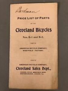 1901 Cleveland Bicycles Price List Of Parts American Bicycle Co Pamphlet Review