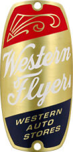 Western Flyer Bicycle Head Tube Badge Western Auto Stores 1930s – 50s Brass Etch Review