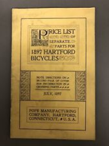 July 1897 Price Lists Of Parts For Hartford Bicycles Pope Manufacturing 9 1/2”  Review