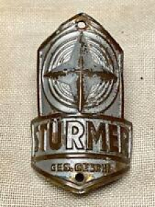 Vintage 1940s Sturmer Bicycle Head Badge Brass Plate Ges.Gesch.Antique Nice! Review