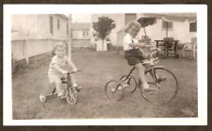1940’s Original Photograph 2 YOUNG BOYS ON TRICYCLES  Review