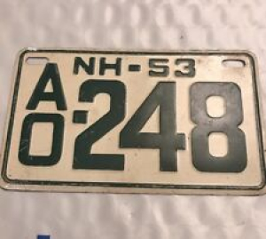 Vintage 1953 NEW HAMPSHIRE AO-248 Bicycle License Plate Wheaties Cereal Review