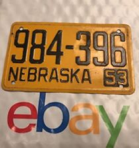 Vintage 1953 NEBRASKA 984-396 Bicycle License Plate Wheaties Cereal Review