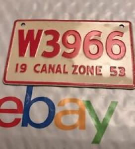 Vintage 1953 CANAL ZONE W3966 Bicycle License Plate Wheaties Cereal Review