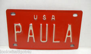 Nameplate BICYCLE License Plate PAULA 1950’s red VTG Review