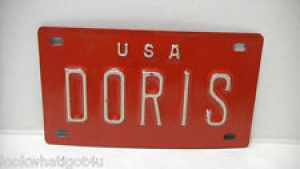 Nameplate Bicycle License Plate Doris 1950’s red VTG Review