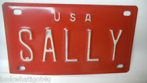 Nameplate BICYCLE License Plate Sally 1950’s red VTG Review