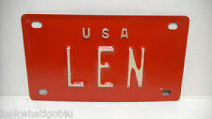 Nameplate BICYCLE License Plate LEN 1950’s red VTG Review
