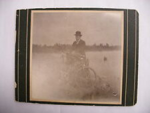 Vtg Antique Photograph Man and Bicycle Review
