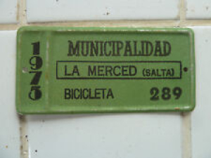1975 Municipalidad LA MERCED SALTA Bicycle lincense Plate #289 Review