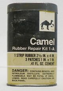 OLD EMPTY CAMEL BRAND RUBBER REPAIR KIT TIN Review