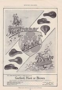 1890s/1900s VINTAGE MAGAZINE AD #B1-45 – GARFORD HUNT BROWN BICYCLE SEATS Review
