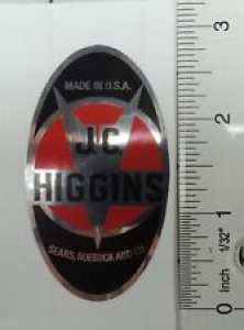 J C Higgins oval headbadge-chrome-black-red Review