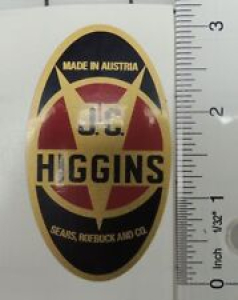 J C Higgins oval headbadge-gold-black-red Review