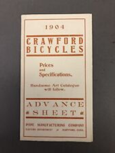 1904 Crawford Bicycles Advance Sheet Of Prices And Specifications Pamphlet Review