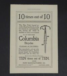 Antique 1896 Magazine Print Ad COLUMBIA BICYCLES Pope Mfg. Co. and MONARCH Review