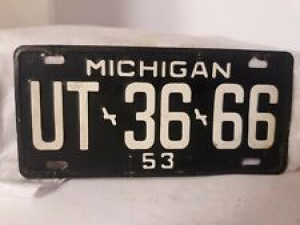 Vtg Bicycle License Plate 1953 Michigan Bicycle Tag Bike Cycle Transportation  Review