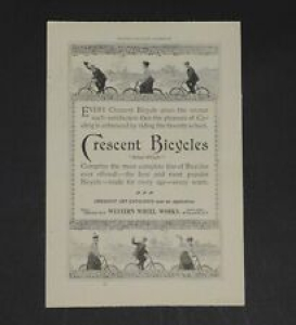 Antique 1896 Magazine Print Ad CRESCENT BICYCLES Richmond, Majestic, & Waverly Review