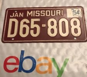 Vintage 1954 MISSOURI D65-808 Bicycle License Plate Wheaties Cereal Review