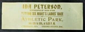 1896 IDA PETERSON 6 Nights Ladies Race cycling ATHLETIC PARK Minn. broadside Review